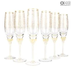 Champagne Drinking Glass Barocco Flutes - 6 Pieces Set