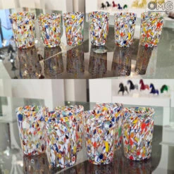 Set Of 6 Drinking Glasses Coriandoli In Venice - Original Murano Glass -Life Store drinking glasses murano glass omg tumblers venetian 4