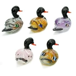 Duck - Orange And Light Blue - Original Murano Glass OMG -Life Store duck set original murano glass omg29
