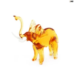 Elephant Figurine In Amber Glass - Original Murano Glass OMG