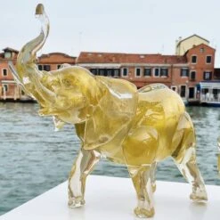 Elephant Family - With Gold Leaf - Original Murano Glass OMG -Life Store elephant gold murano glass omg1