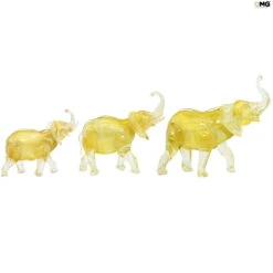 Elephant Family - With Gold Leaf - Original Murano Glass OMG