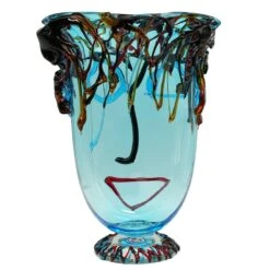 Musana Vase Light Blue - Tribute To Picasso - Original Murano Glass OMG -Life Store face lightblue original murano glass omg5