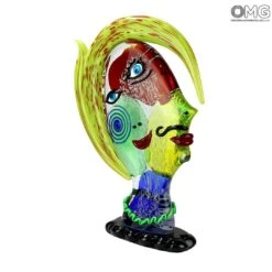 Green Hair Girl - Cubism - Original Murano Glass -Life Store fair punk head ciuffo murano glass 6