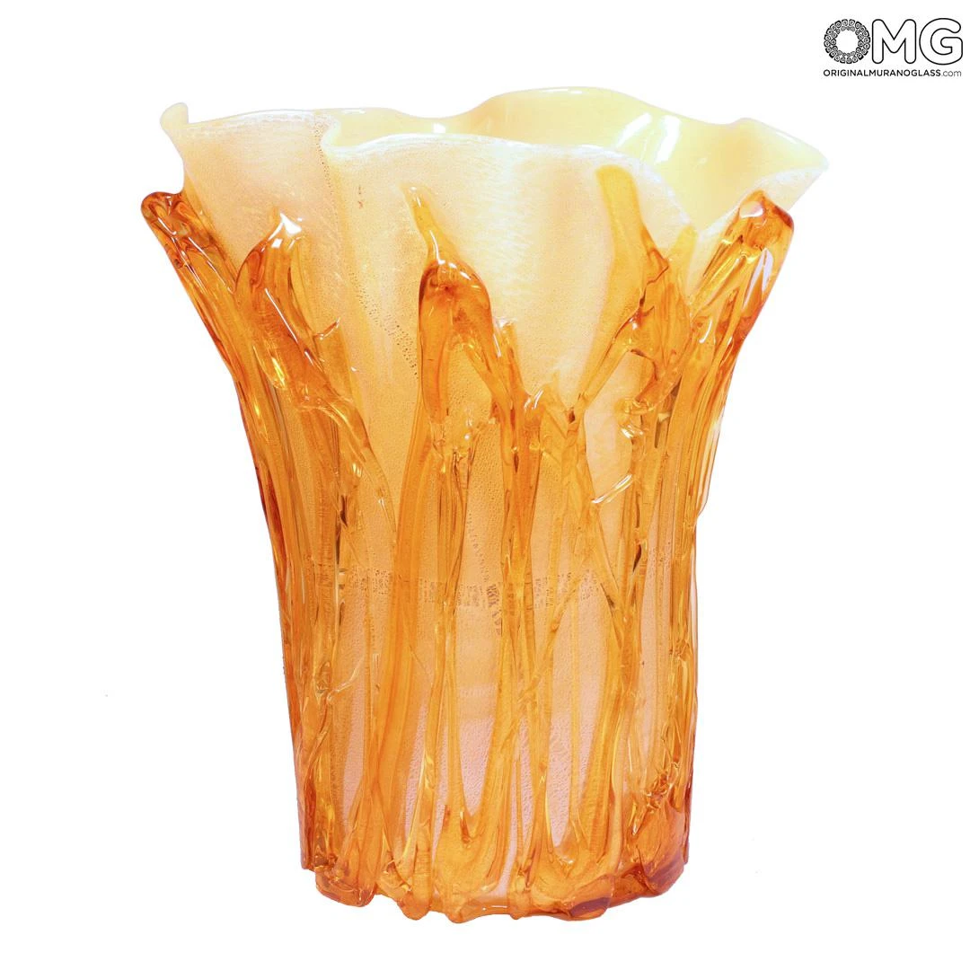 Amber Lava - Napkins Vase - Original Murano Glass 3 Amber Lava - Napkins Vase - Original Murano Glass
