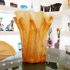 Amber Lava - Napkins Vase - Original Murano Glass 14 Amber Lava - Napkins Vase - Original Murano Glass -Life Store filante amber fantasy vase original murano glass 2