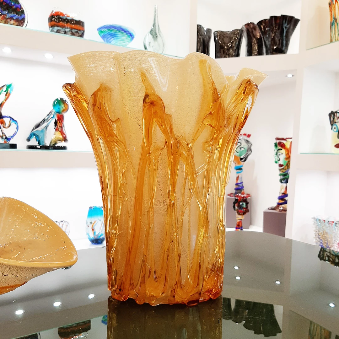 Amber Lava - Napkins Vase - Original Murano Glass 8 Amber Lava - Napkins Vase - Original Murano Glass - Image 6