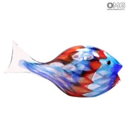 Blue Fish With Texture - Sculpture Murano Glass -Life Store fish texture murano glass 2