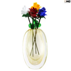 Vase Dome - Gold Collection - Original Murano Glass OMG -Life Store flowers rose mix original murano glass omg17