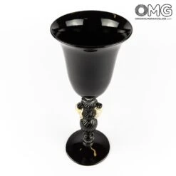 Champagne Flute Set - All Black - Glass Blown -Life Store flute set all black murano glass 3 1