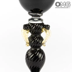 Champagne Flute Single - All Black - Glass Blown -Life Store flute set all black murano glass 5
