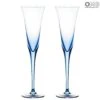 Drinking Glass Blue Murano - 2 Pieces Classic Flute