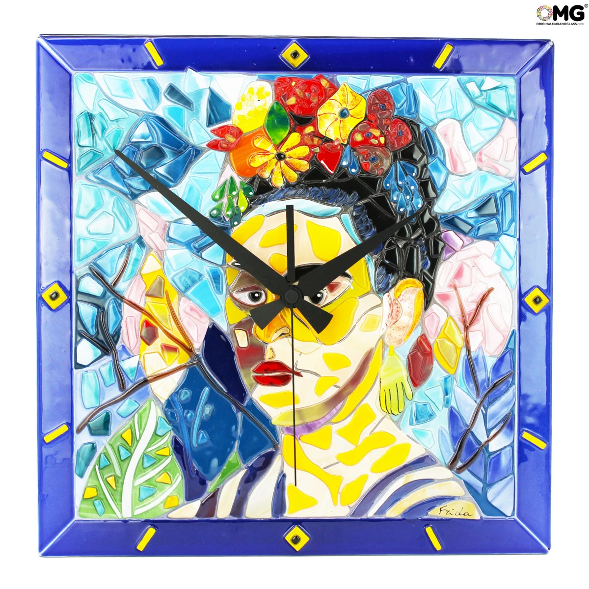 Frida - Frida Kahlo Tribute - Wall Clock - Original Murano Glass Omg 3 Frida - Frida Kahlo Tribute - Wall Clock - Original Murano Glass Omg