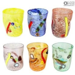 Fruit - Set Of 6 Drinking Glasses - Mix Colors Tumbler Goto - Original Murano Glass
