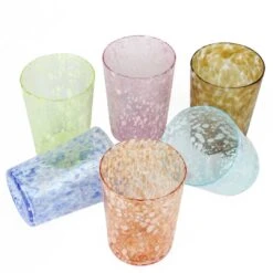 Set Of 6 Drinking Glasses Spots Tumbler- Original Murano Glass