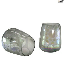 Set Of 2 Drinking Glasses - Iridescent Bubbles - Original Murano Glass - OMG -Life Store glasses bubble iron original murano glass omg1
