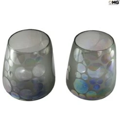 Set Of 2 Drinking Glasses - Iridescent Bubbles - Original Murano Glass - OMG -Life Store glasses bubble iron original murano glass omg2
