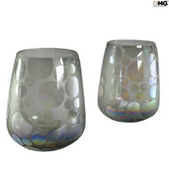 Set Of 2 Drinking Glasses - Iridescent Bubbles - Original Murano Glass - OMG -Life Store glasses bubble iron original murano glass omg3