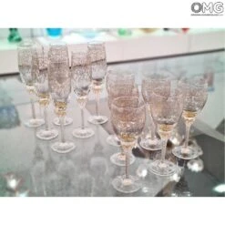 Champagne Drinking Glass Barocco Flutes - 6 Pieces Set -Life Store glasses drinking set murano glass