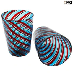 Set Of 6 Drinking Glasses Twisted - Original Murano Glass -Life Store glasses spiral purple original murano glass venetian omg italy2