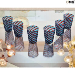 Set Of 6 Drinking Glasses Twisted - Original Murano Glass -Life Store glasses spiral purple original murano glass venetian omg italy4