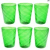 Set Of 6 Drinking Glasses Twisted - Green - Original Murano Glass -Life Store glassware green spiral original murano glass omg