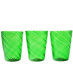 Set Of 6 Drinking Glasses Twisted - Green - Original Murano Glass -Life Store glassware green spiral original murano glass omg1