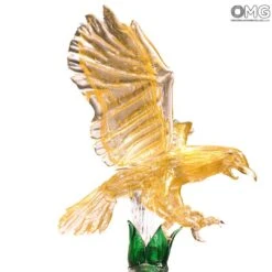 Eagle - Glass Statue With Pure Gold - Originl Murano Glass OMG -Life Store gold eagle murano glass sculpture 98