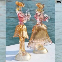 Couple Goldoni Sculpture Pink - Venetian Figurines Lady And Rider Gold 24kt 19 Couple Goldoni Sculpture Pink - Venetian Figurines Lady And Rider Gold 24kt -Life Store goldoni original murano glass omg venetian sculpture1 1
