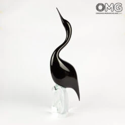 Black Heron Male - Glass Sculpture - Original Murano Glass OMG -Life Store heron black high original murano glass 3