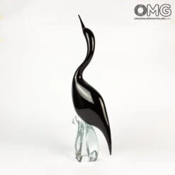 Black Heron Male - Glass Sculpture - Original Murano Glass OMG -Life Store heron black high original murano glass 4