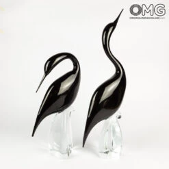 Black Heron Male - Glass Sculpture - Original Murano Glass OMG -Life Store heron black high original murano glass 7