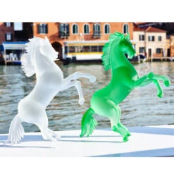 Rampant Horse - Frosted Glass Green - Original Murano Glass OMG -Life Store horse green original murano glass omg67