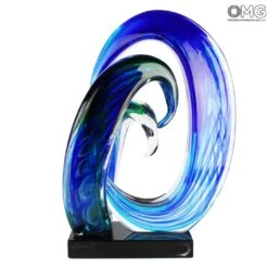 Wave Of The Blue Sea - Sculpture - Original Murano Glass OMG
