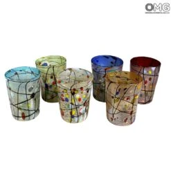 Kandinsky Glasses Set - Tumblers With Pure Silver - Original Murano Glass -Life Store kandinsky glasses set murano glass 2
