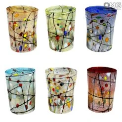 Kandinsky Glasses Set - Tumblers With Pure Silver - Original Murano Glass