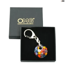 Round Keychain - With Millefiori - Original Murano Glass OMG -Life Store keychains multicolor murrine original murano glass omg1
