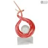 Disco Red Curl - Sculpture - Murano Glass -Life Store knot with sfere red