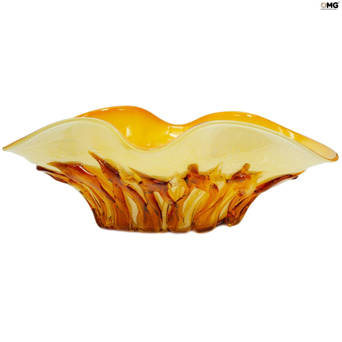 Amber Lava - Sombrero Bowl - Original Murano Glass 3 Amber Lava - Sombrero Bowl - Original Murano Glass