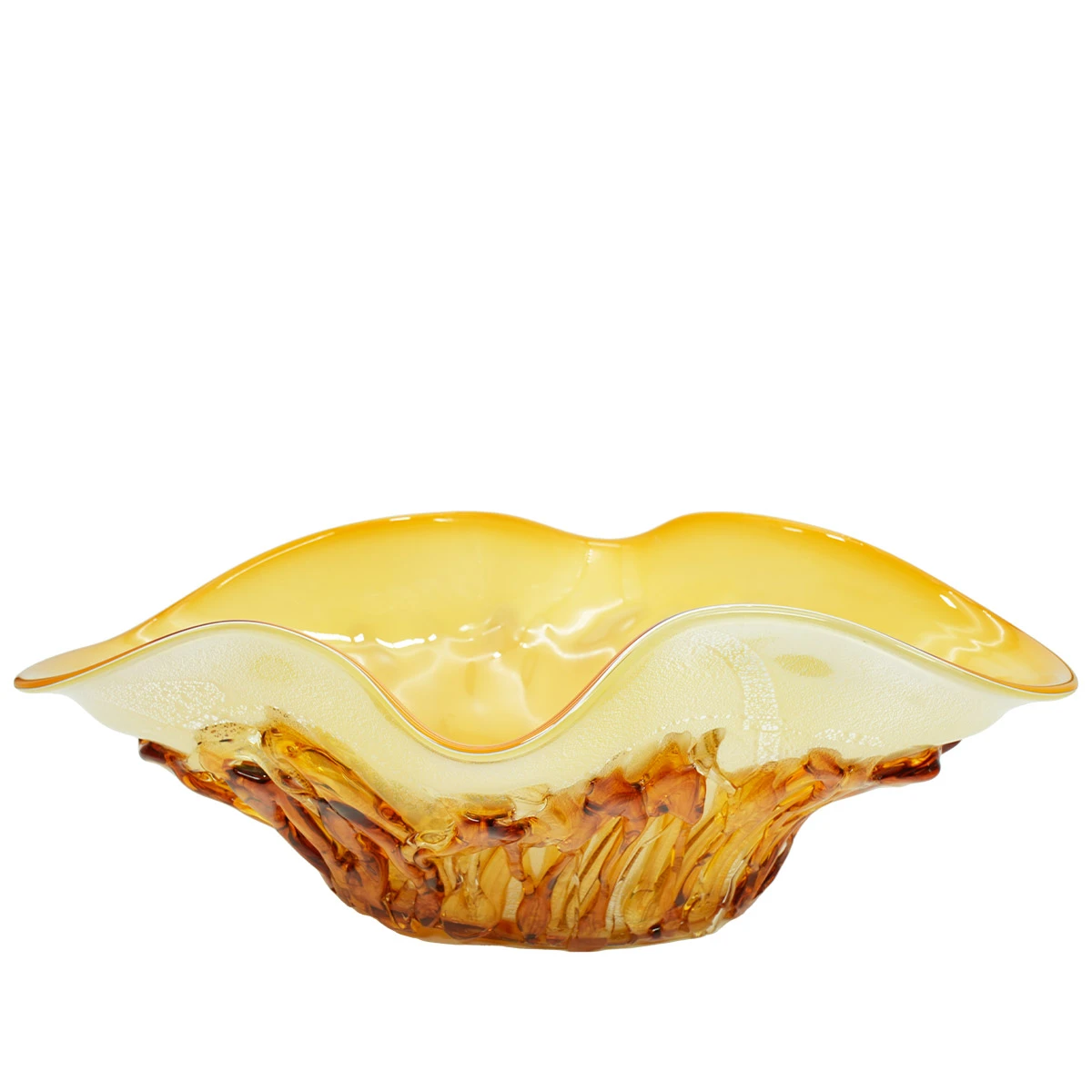 Amber Lava - Sombrero Bowl - Original Murano Glass 6 Amber Lava - Sombrero Bowl - Original Murano Glass - Image 4