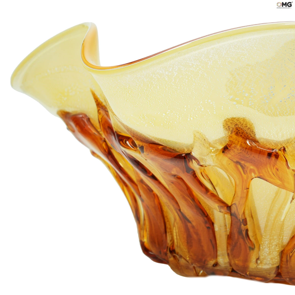 Amber Lava - Sombrero Bowl - Original Murano Glass 4 Amber Lava - Sombrero Bowl - Original Murano Glass - Image 2