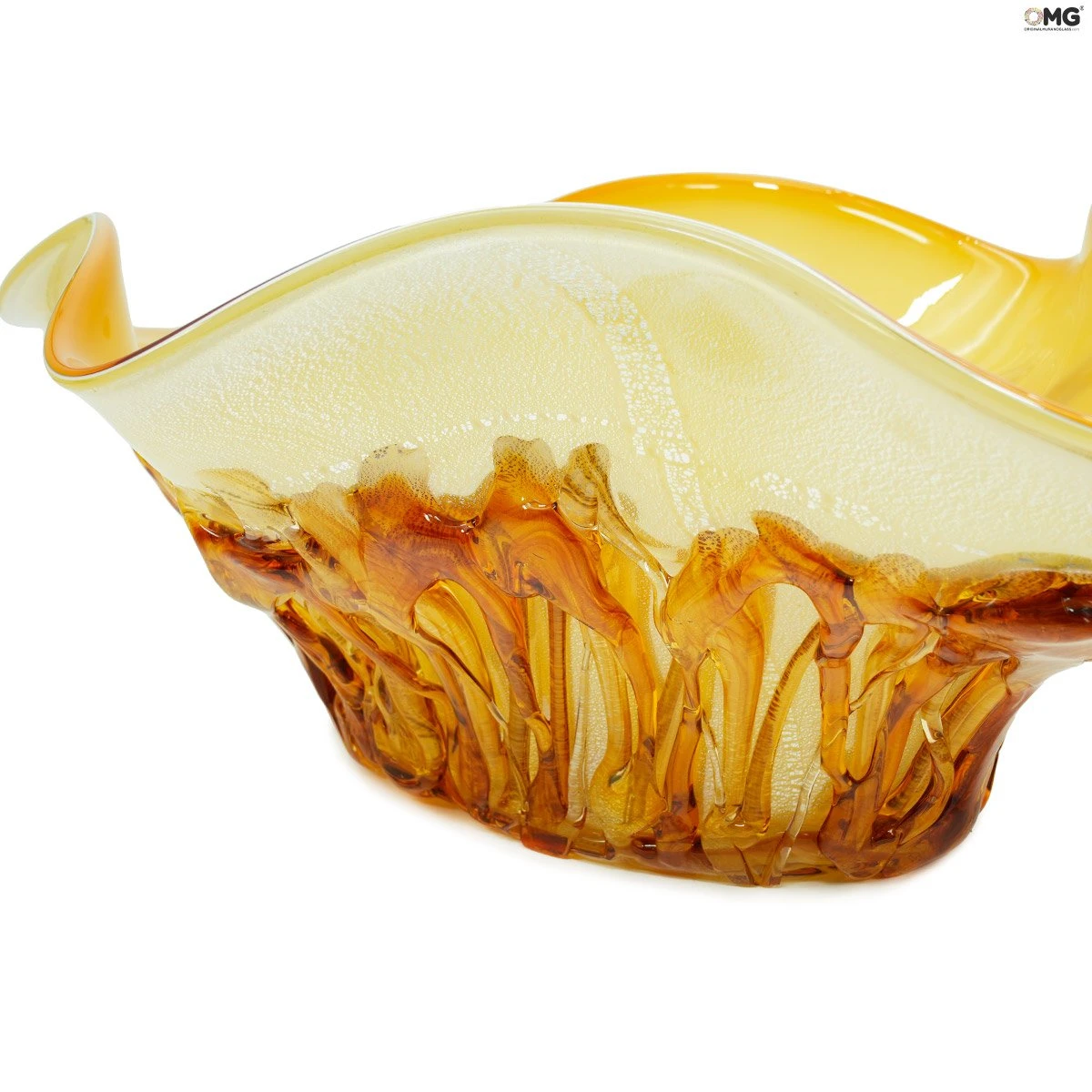 Amber Lava - Sombrero Bowl - Original Murano Glass 9 Amber Lava - Sombrero Bowl - Original Murano Glass - Image 7