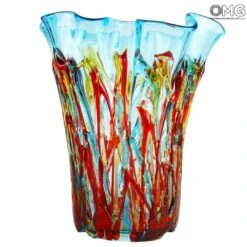 Fantasy Lava - Light Blue Napkins Vase - Original Murano Glass