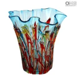 Fantasy Lava - Light Blue Napkins Vase - Original Murano Glass -Life Store light blue dropping big vase original murano glass 4