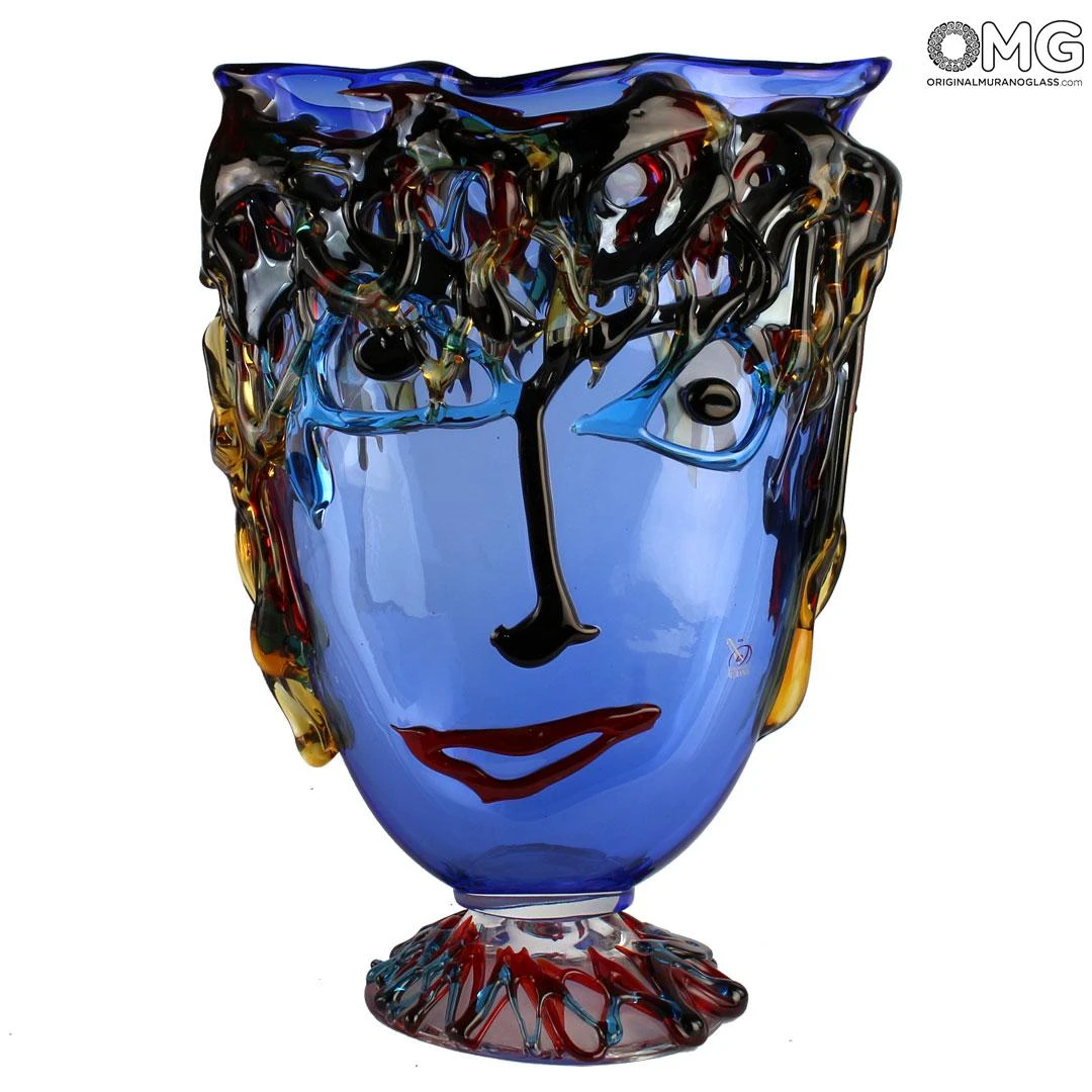 Musana Vase Blue - Tribute To Picasso - Original Murano Glass OMG 3 Musana Vase Blue - Tribute To Picasso - Original Murano Glass OMG