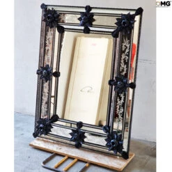 Riccardo - Venetian Mirror - Luxury Black Flowers -Life Store mirror riccardo black original murano glass omg
