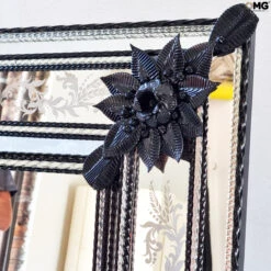 Riccardo - Venetian Mirror - Luxury Black Flowers -Life Store mirror riccardo black original murano glass omg2