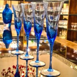 Drinking Glass Blue Murano - 2 Pieces Classic Flute -Life Store murano glass blu 1