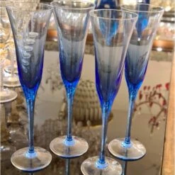 Drinking Glass Blue Murano - 2 Pieces Classic Flute -Life Store murano glass blu 2