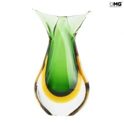 Vase Fish - Green Amber Sommerso - Original Murano Glass OMG